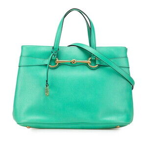 Gucci Horsebit Handbag Shoulder Bag Green Leather
